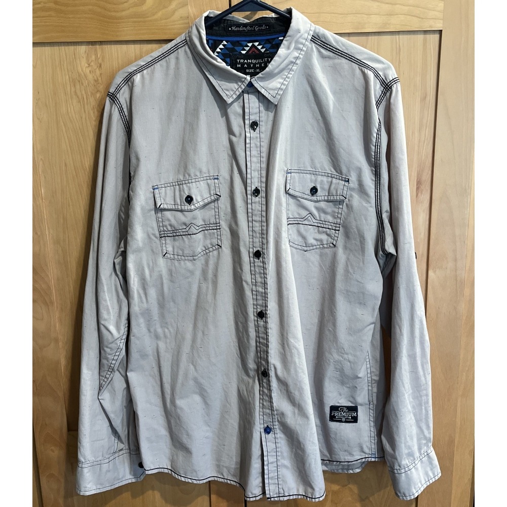 Tranquility Mayhem Button Down Shirt Mens Long Sleeve Punk Cowboy Size XL